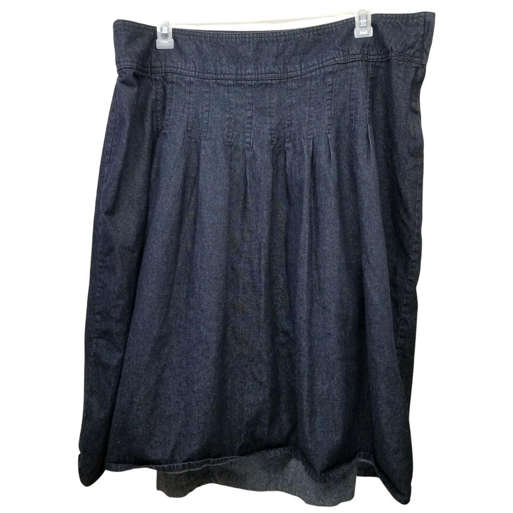 Liz Me 20W Jean Skirt Long Modest Church A Line No‎ Slits Dark Wash Yellowstone
